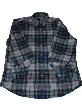 J Crew Shirt Mens Large Button Down Long Sleeve Plaid Check Blue Green Red